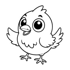 Cute vector illustration Bird doodle for kids colouring page