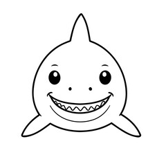 Vector illustration of a cute Shark drawing for colouring page
