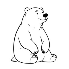 Simple vector illustration of Polarbear drawing colouring activity