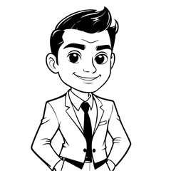 Cute vector illustration Man doodle for kids colouring page