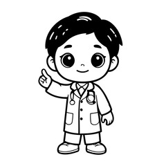 Cute vector illustration Doctor for toddlers colouring page