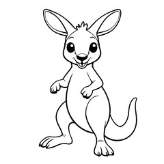 Simple vector illustration of Kangaroo drawing for kids colouring activity