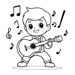 Vector illustration of a cute Musician doodle for kids colouring page