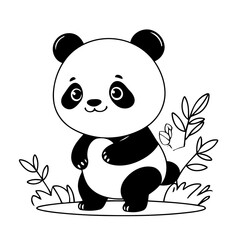 Simple vector illustration of Panda hand drawn for toddlers