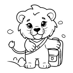 Simple vector illustration of Lion for kids colouring worksheet