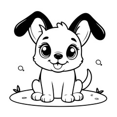 Cute vector illustration Puppy drawing for kids colouring page