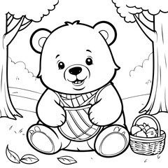 Vector illustration of a cute Bear doodle for kids coloring worksheet