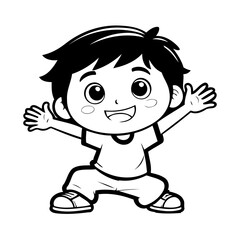 Cute vector illustration Boy doodle for toddlers colouring page