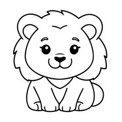 Simple vector illustration of Lion drawing for toddlers book