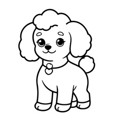 Cute vector illustration Poodle doodle colouring activity for kids