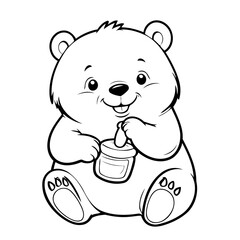 Cute vector illustration Bear drawing for toddlers colouring page