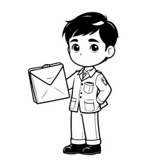 Vector illustration of a cute Postman doodle for children worksheet