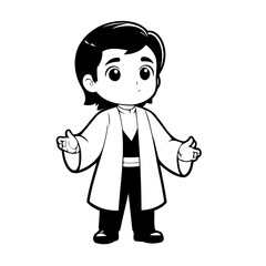 Vector illustration of a cute Clergyman drawing for kids page