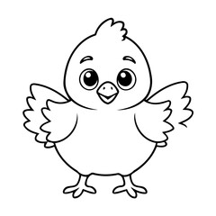 Obraz premium Cute vector illustration Chicken drawing for toddlers colouring page