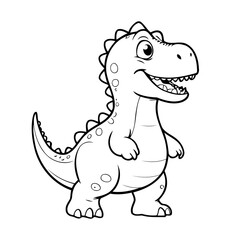 Simple vector illustration of Dino hand drawn for kids coloring page