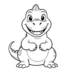 Cute vector illustration Dino drawing for kids colouring page