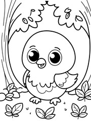 Vector illustration of a cute bird doodle colouring activity for kids