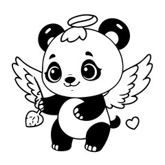 Simple vector illustration of Panda drawing for kids colouring activity
