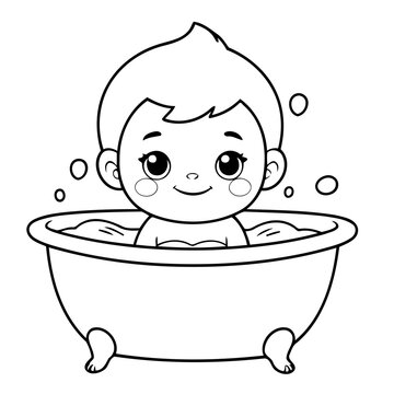 recommend clip art: Simple vector illustration of Baby outline for colouring page