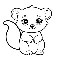 Vector illustration of a cute Lemur drawing for kids colouring activity