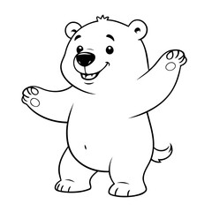 Cute vector illustration Polarbear drawing for kids colouring activity