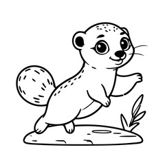 Vector illustration of a cute Meerkat doodle for children worksheet