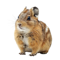 A small hamster with brown and white fur sits on a Png background, a Beaver Isolated on a whitePNG Background