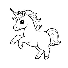 Cute vector illustration Unicorn drawing for kids page