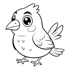 Cute vector illustration Bird drawing for kids colouring page