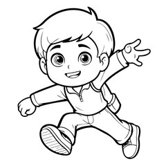Vector illustration of a cute Boy doodle for toddlers worksheet