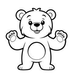 Vector illustration of a cute Bear drawing for kids colouring page