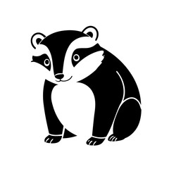 Simple vector illustration of Badger hand drawn for kids coloring page