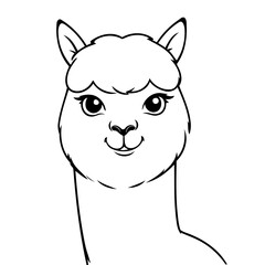 Simple vector illustration of Alpaca drawing for kids page
