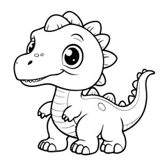 Obraz premium Cute vector illustration Dino doodle for toddlers coloring activity