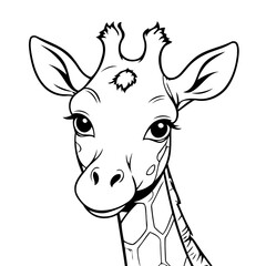 Vector illustration of a cute Giraffe drawing for toddlers coloring activity