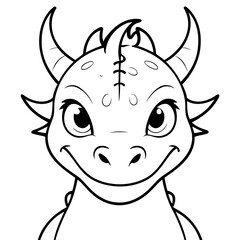 Vector illustration of a cute Dragon drawing for colouring page