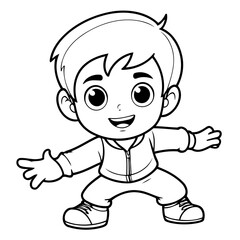 Cute vector illustration Boy doodle for toddlers colouring page