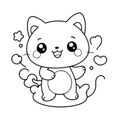 Cute vector illustration Kawaii drawing for toddlers colouring page