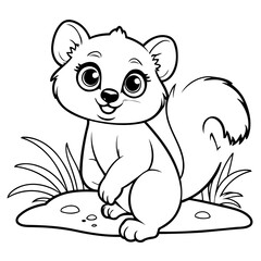Vector illustration of a cute Lemur drawing for toddlers coloring activity