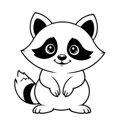 Simple vector illustration of Raccoon for kids colouring worksheet