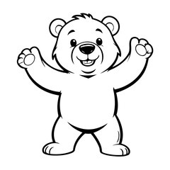 Cute vector illustration Bear for kids colouring page