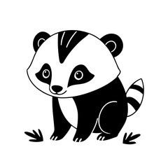 Vector illustration of a cute Badger drawing for toddlers colouring page