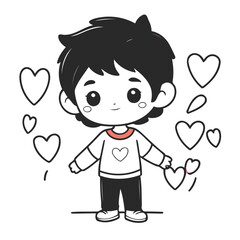 Simple vector illustration of boy for children colouring activity