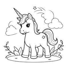 Cute vector illustration Unicorn doodle for toddlers coloring activity