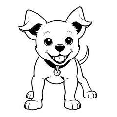 Cute vector illustration Dog drawing for toddlers coloring activity