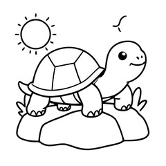 Vector illustration of a cute Turtle drawing for kids colouring page