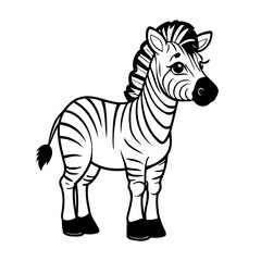 Vector illustration of a cute Zebra drawing for toddlers book