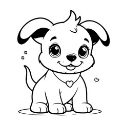 Cute vector illustration Puppy drawing for kids page
