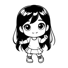Simple vector illustration of Chibi for toddlers colouring page