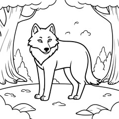 Cute vector illustration Wolf drawing colouring activity